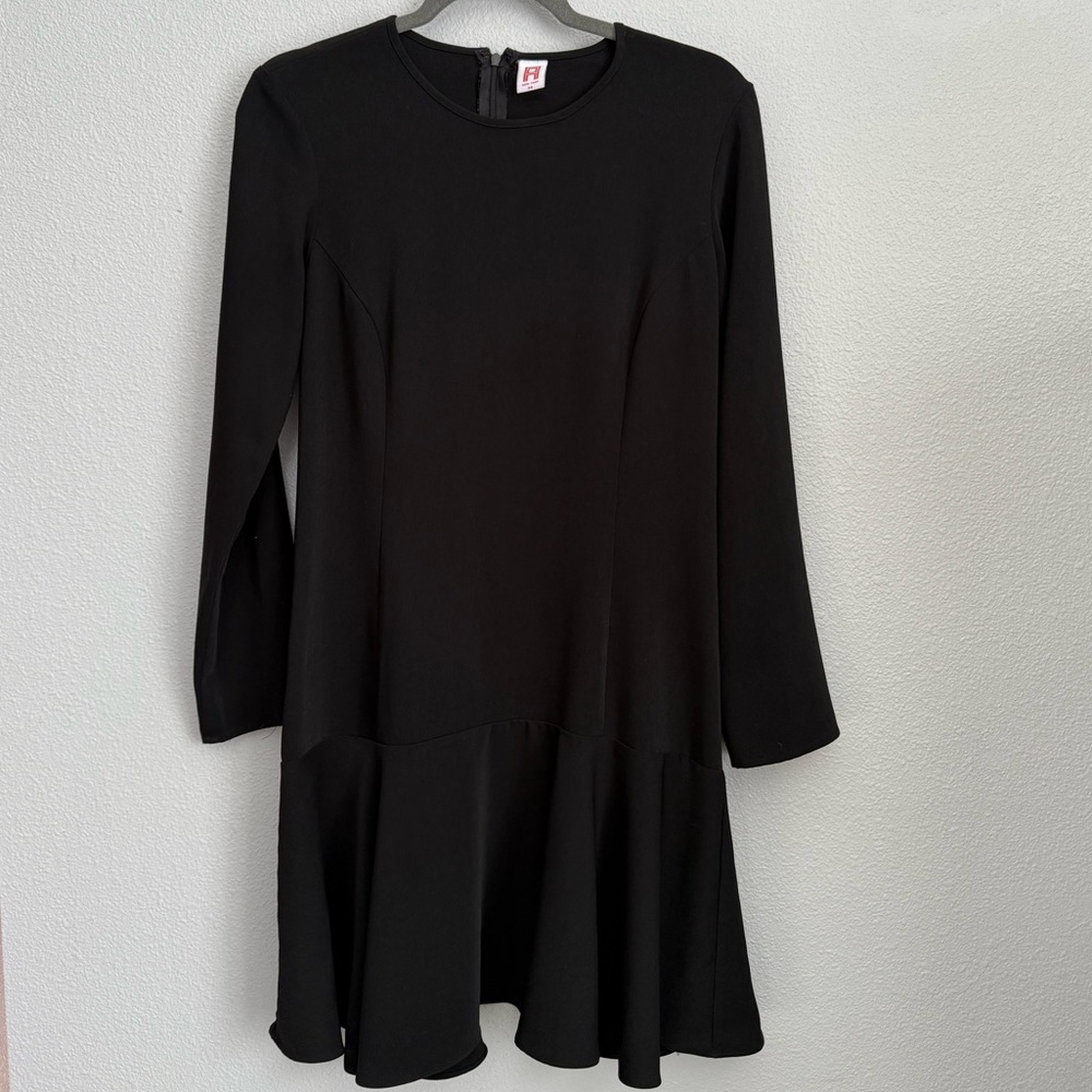AKA New York Black Long Sleeve A-Line Dress